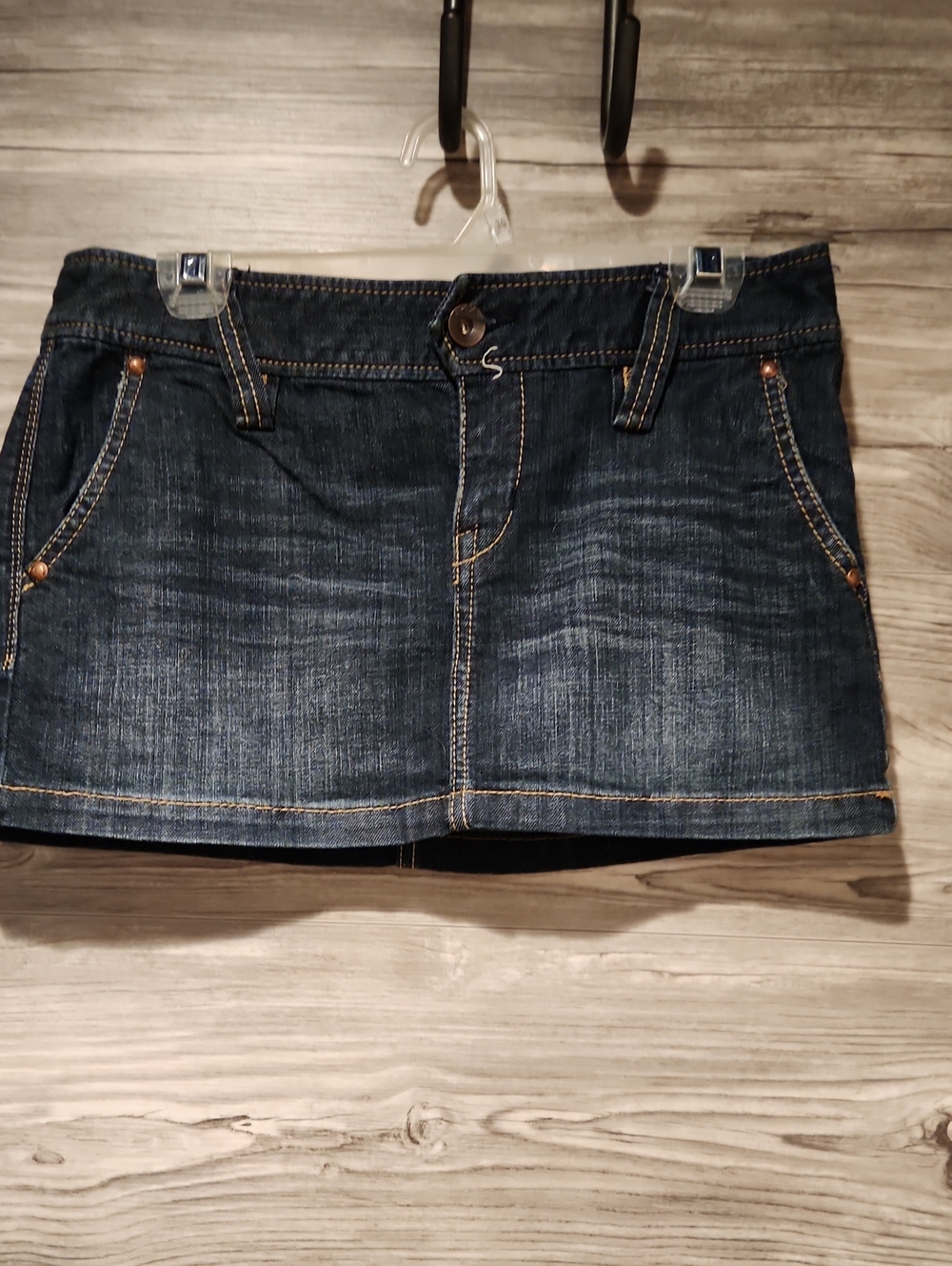 X2 Dark Blue Denim Skirt with Contrast Stitching